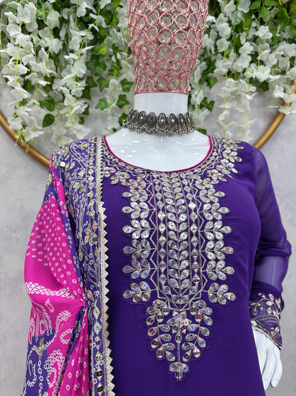 Purple Pink Georgette Ready to Wear Salwar Suit