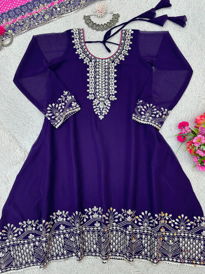 Purple Pink Georgette Ready to Wear Salwar Suit
