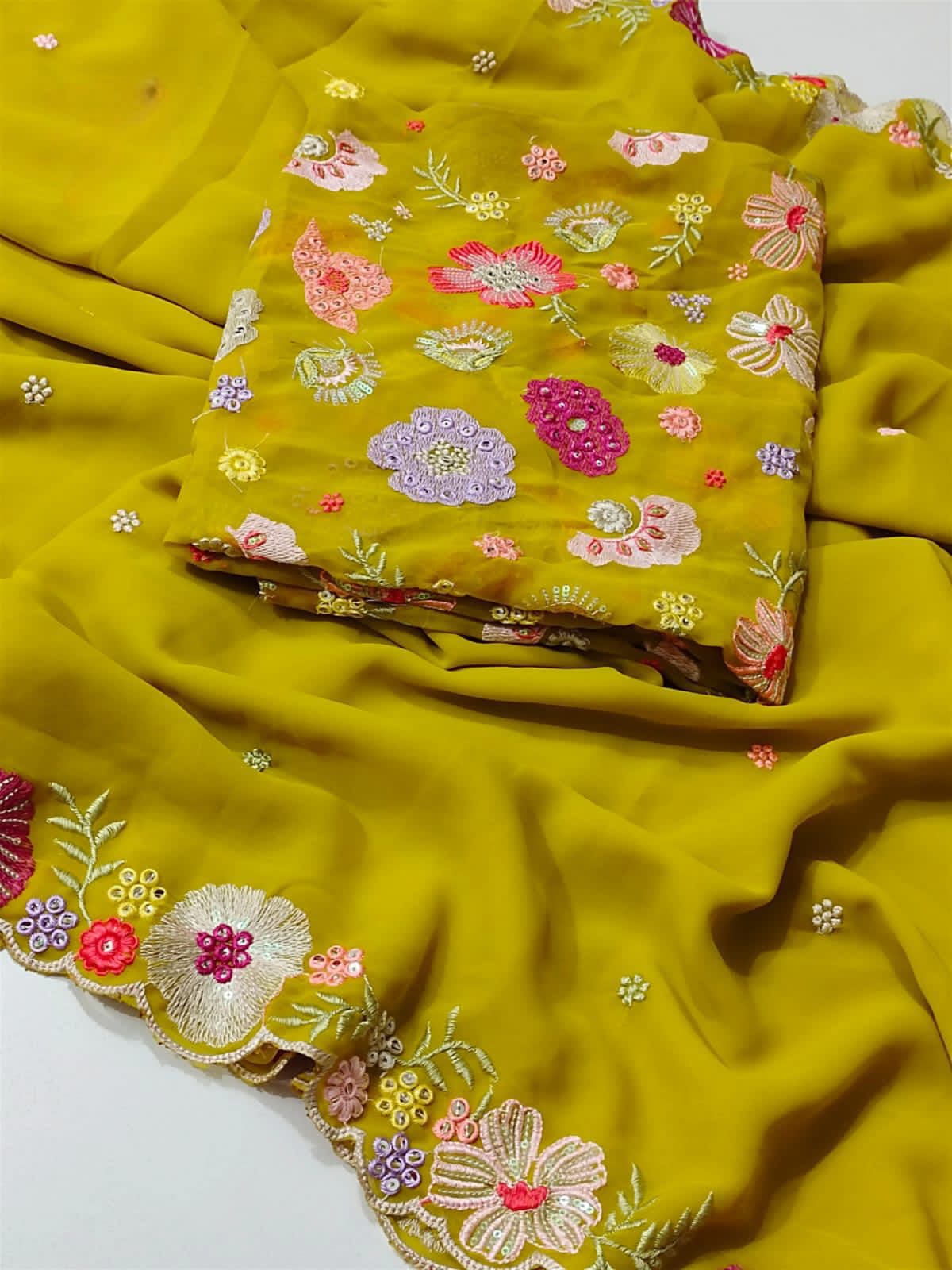 Function Wear Multi Color Thread & Sequence Lace Border Work Saree