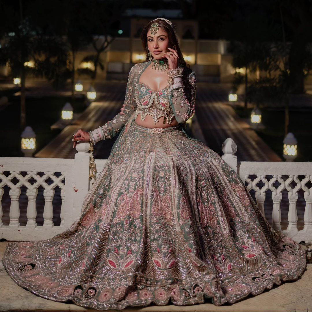 Wedding Wear Silk Lehenga With Handwork Choli