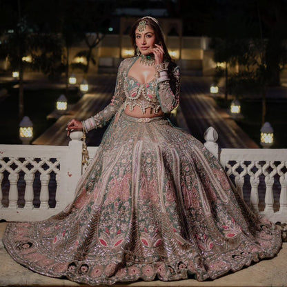 Wedding Wear Silk Lehenga With Handwork Choli