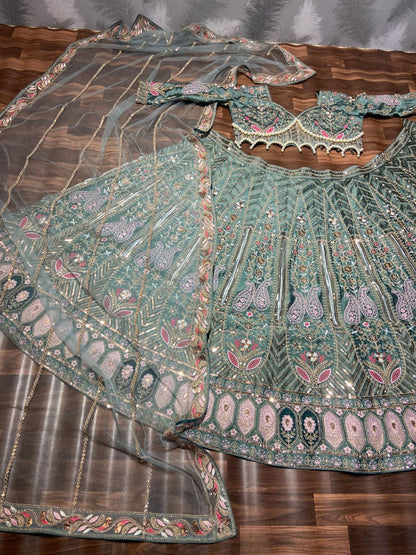Wedding Wear Silk Lehenga With Handwork Choli