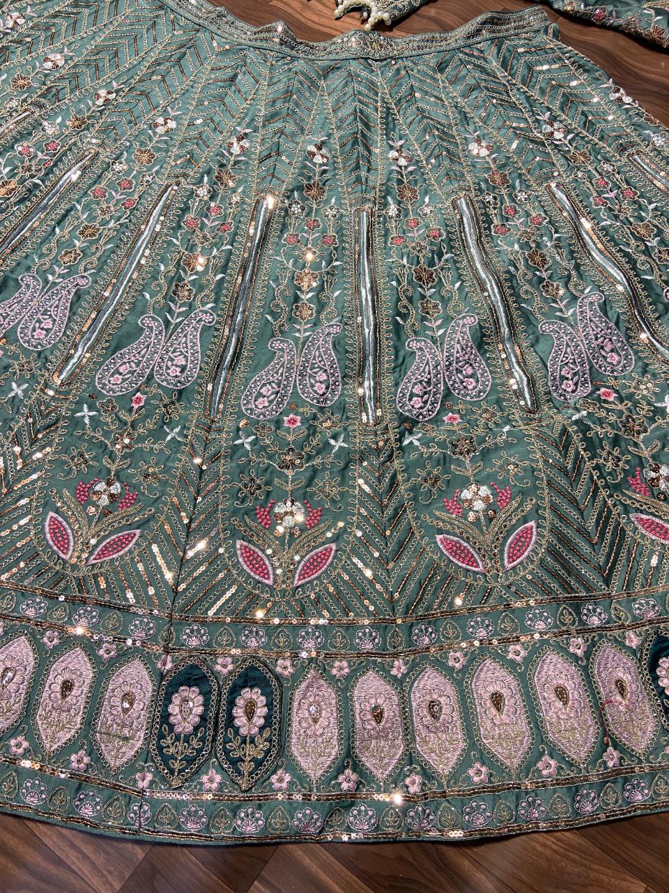 Wedding Wear Silk Lehenga With Handwork Choli