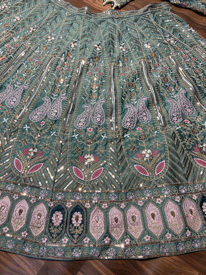 Wedding Wear Silk Lehenga With Handwork Choli