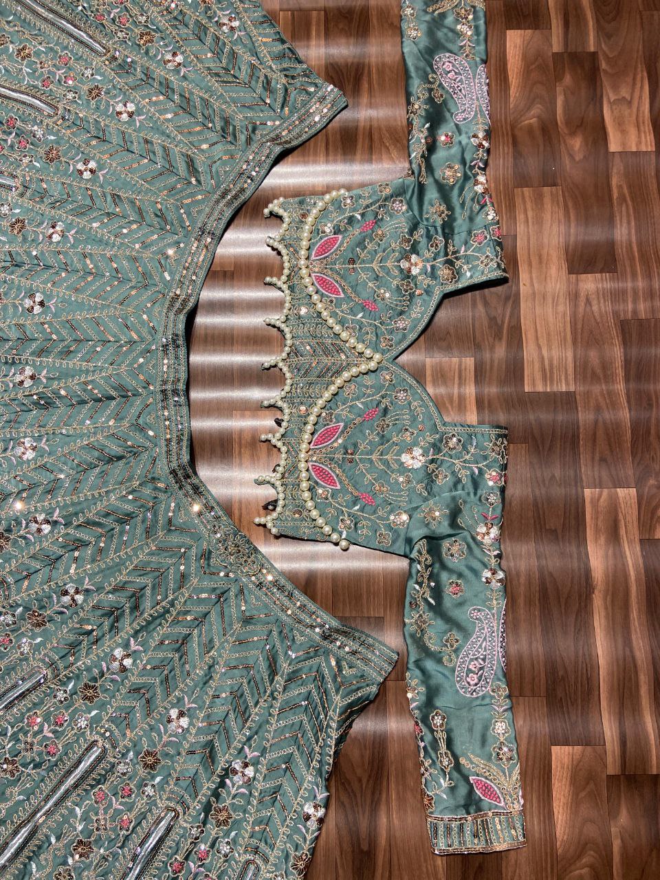 Wedding Wear Silk Lehenga With Handwork Choli