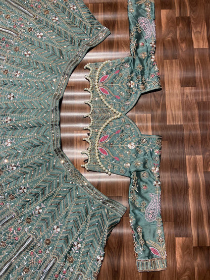Wedding Wear Silk Lehenga With Handwork Choli