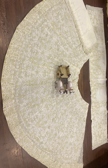 Off White Georgette Sequence Work CanCan Lehenga Choli