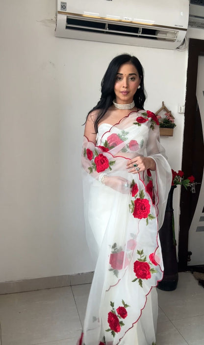 1 Minutes Tuby Silk Ready to Wear Designer Flower Work Saree