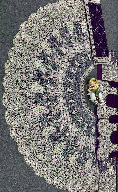 Wine Color Soft Net Heavy Embroidered Lehenga Choli