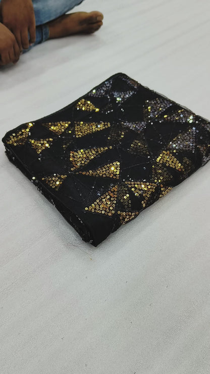 Beautiful Black Color Soft Net Sequence Work Designer Saree_stockout