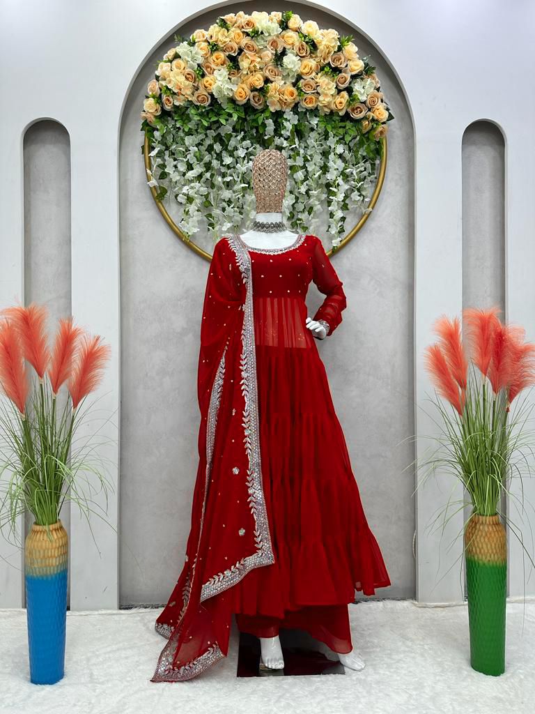 Party Wear Georgette Full Stitched Anarkali Full Stitched Suit Set