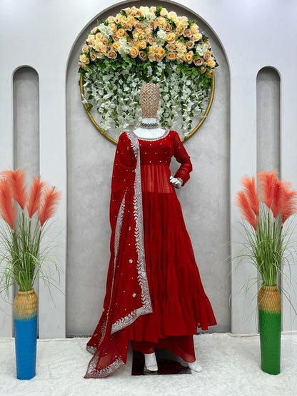 Party Wear Georgette Full Stitched Anarkali Full Stitched Suit Set