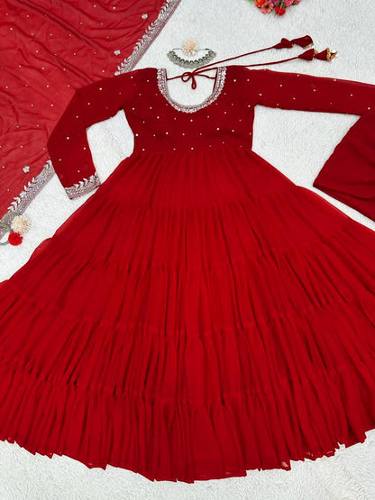 Party Wear Georgette Full Stitched Anarkali Full Stitched Suit Set