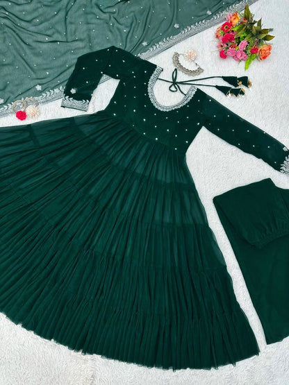 Party Wear Georgette Full Stitched Anarkali Full Stitched Suit Set