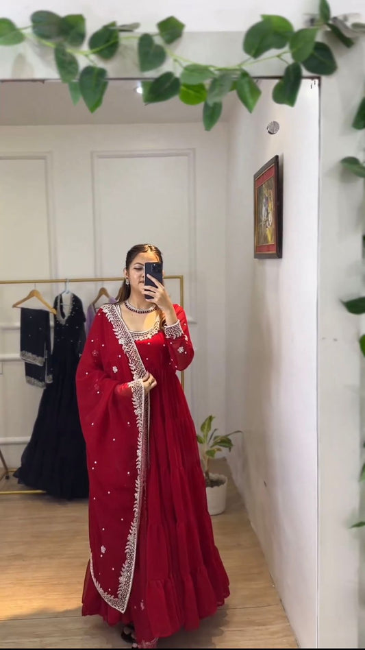 Party Wear Georgette Full Stitched Anarkali Full Stitched Suit Set