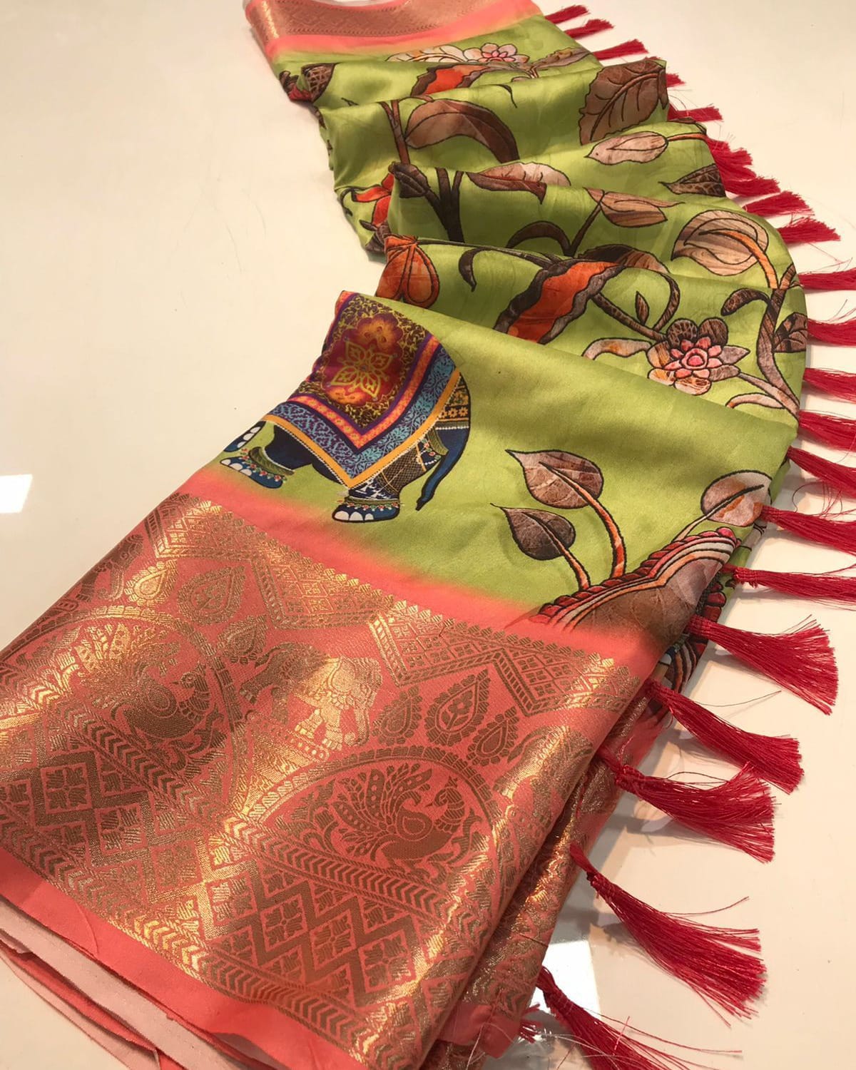 Latest Soft silk saree with zari weaving border and rich pallu saree