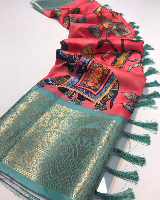 Latest Soft silk saree with zari weaving border and rich pallu saree