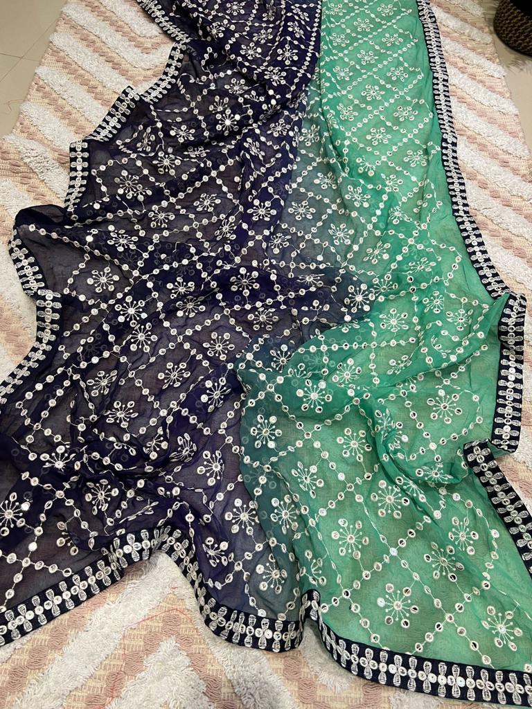 Marriage Wear Georgette Shaded Sequence n Embroidered Heavy Designer Sari