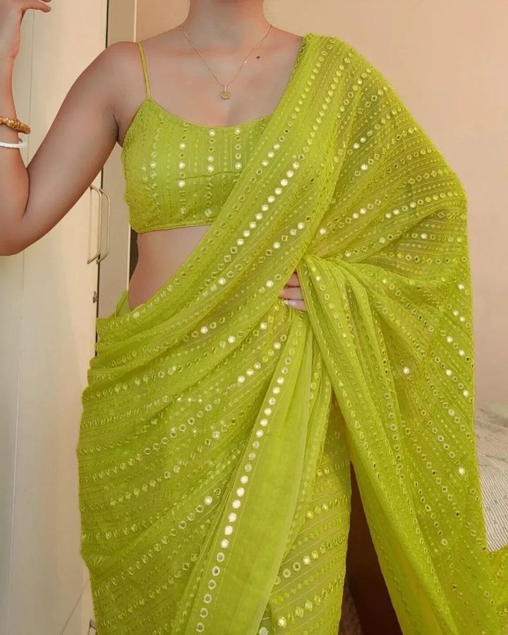 Party Wear Soft Georgette Embroidered Saree Blouse For Women