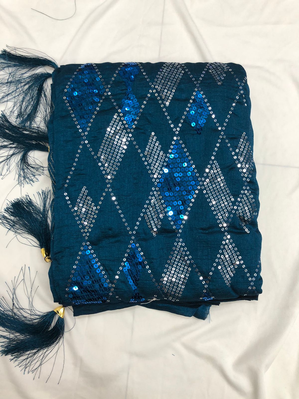 Wedding Wear Soft Silk Sequence Work Kaju Katali Motif Design Saree