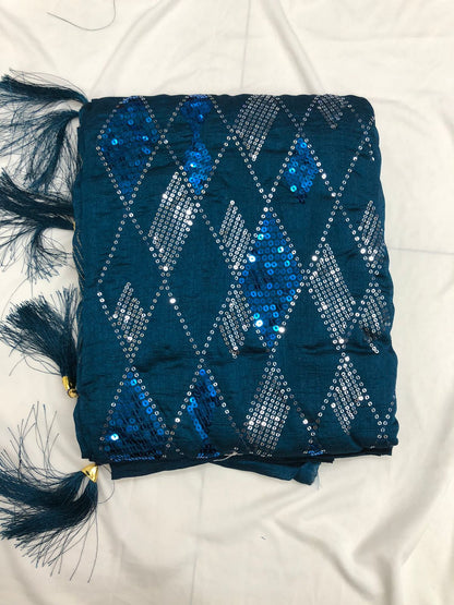 Wedding Wear Soft Silk Sequence Work Kaju Katali Motif Design Saree