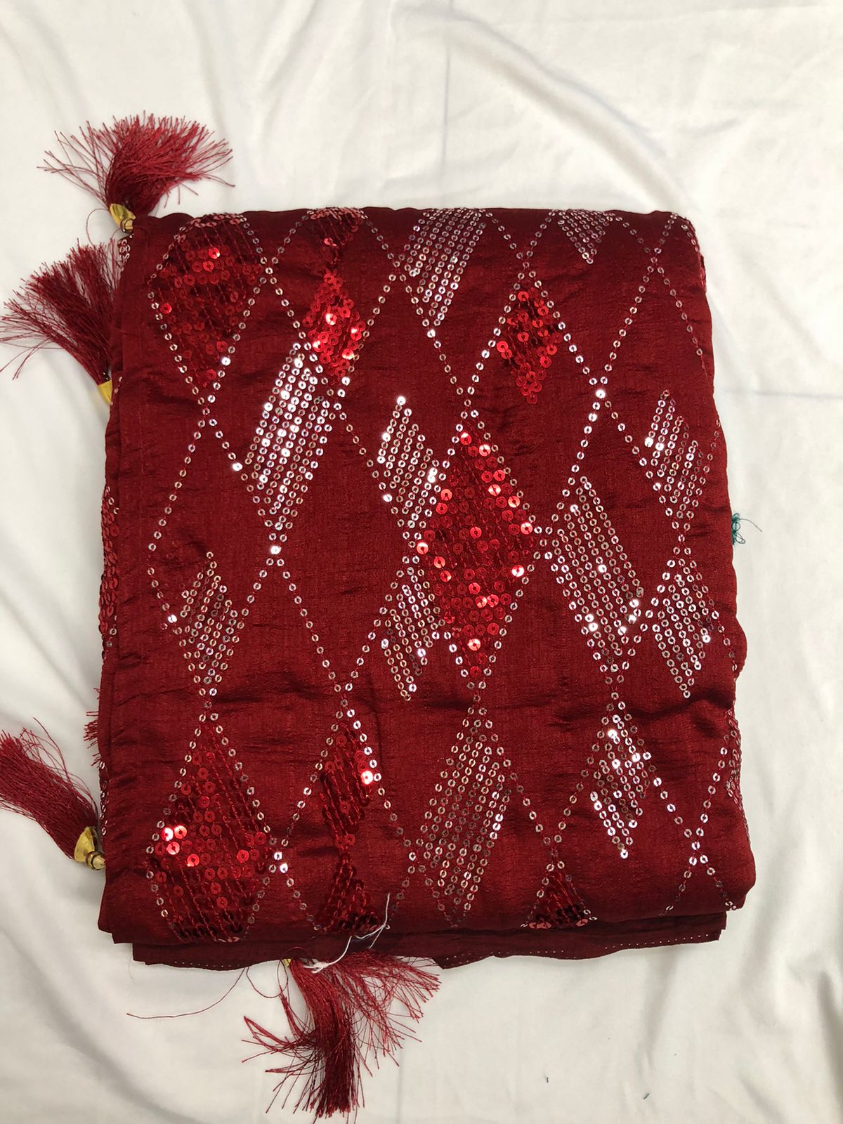 Wedding Wear Soft Silk Sequence Work Kaju Katali Motif Design Saree