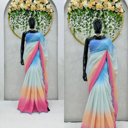 Party Wear Soft Georgette Multi Color Designer Saree