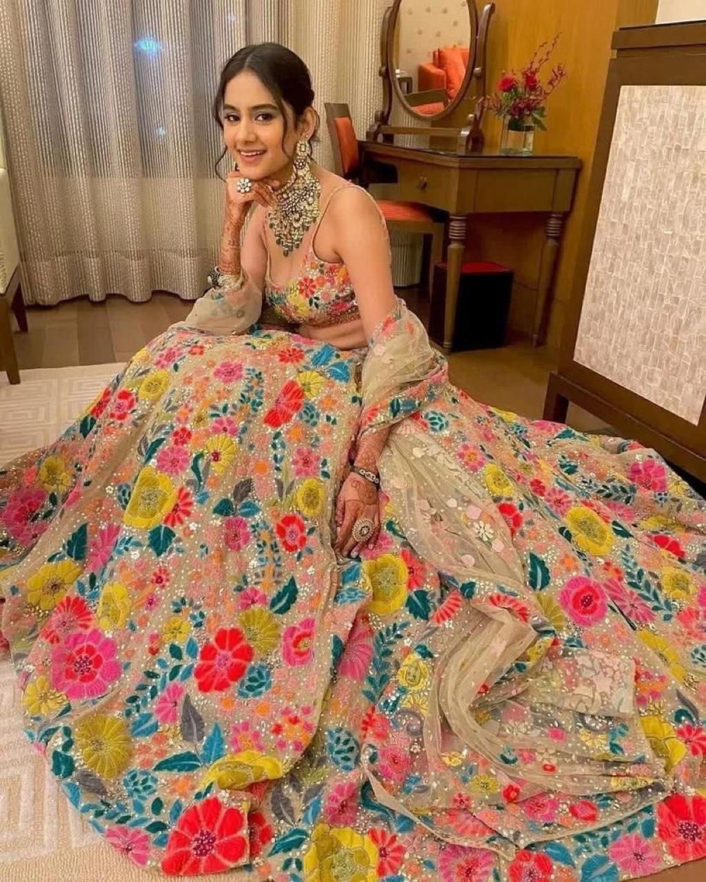 Beautiful Floral Embroidered Work Wedding Wear Lehenga Choli