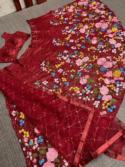 Designer Red Lehenga Choli For Women