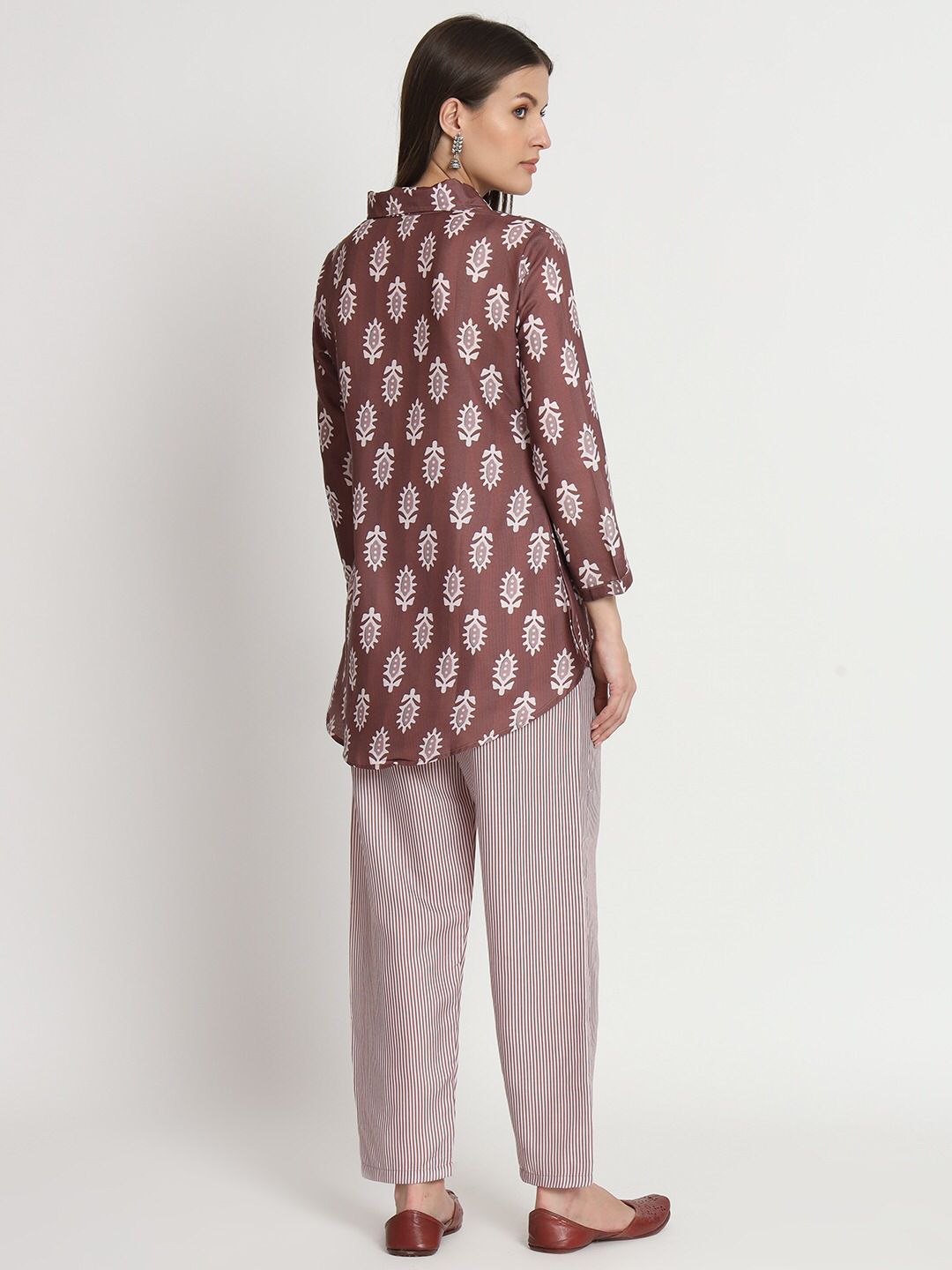Brown Cotton Printed Ready to Wear Cord Set For Any Girls Wear