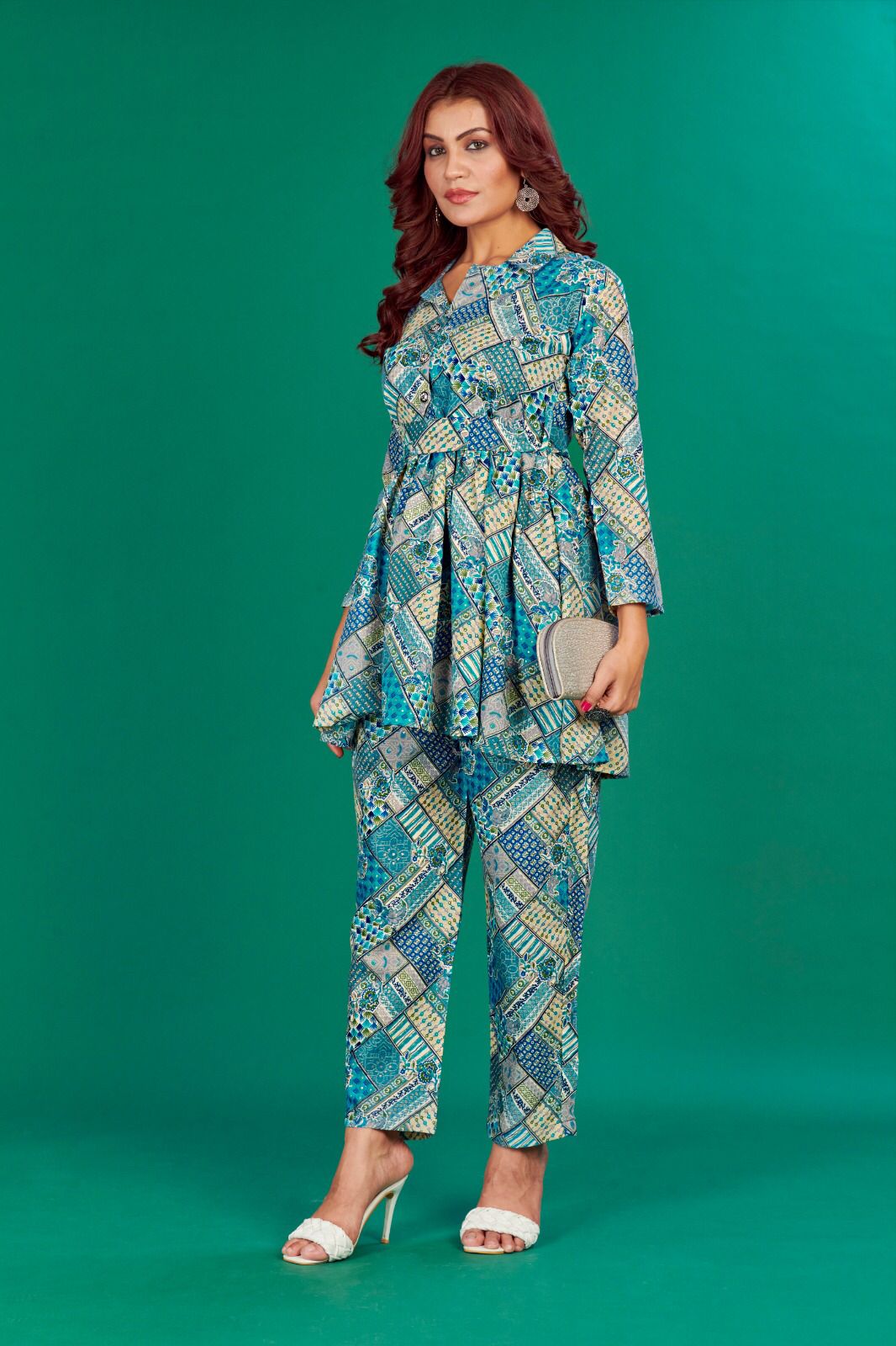 Party Wear Cotton Printed Full Stitched Cord Set For Girls