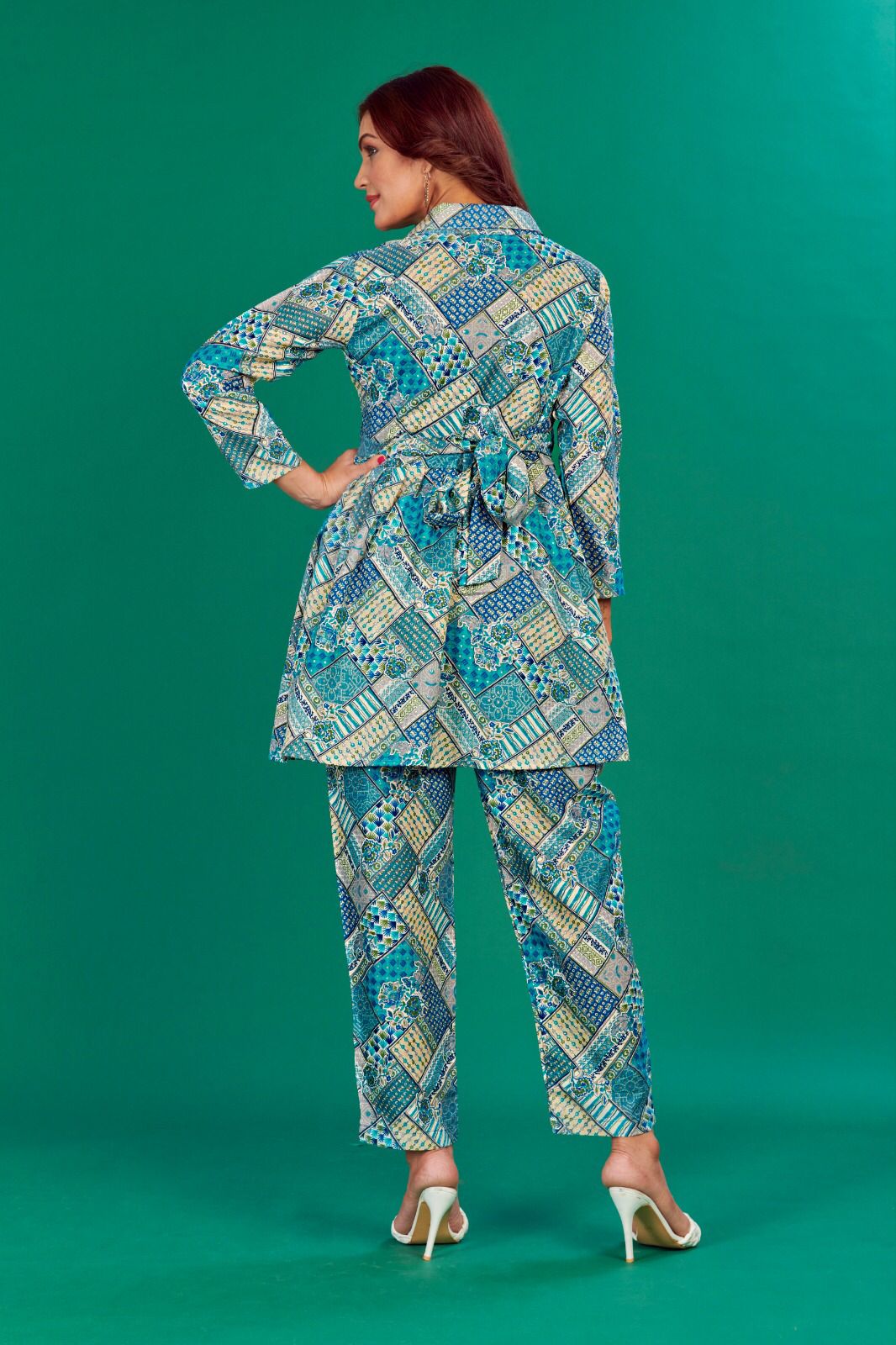 Party Wear Cotton Printed Full Stitched Cord Set For Girls