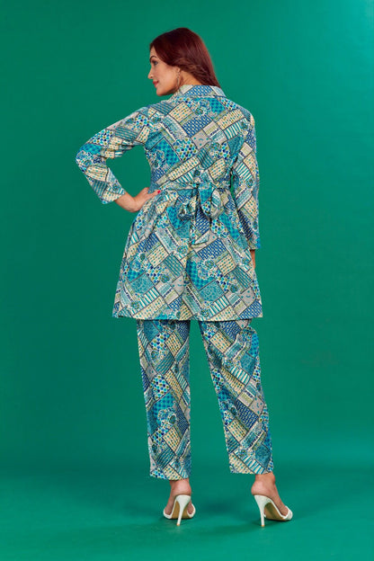 Party Wear Cotton Printed Full Stitched Cord Set For Girls