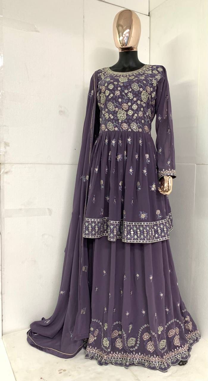 Light Color Georgette Embroidered Full Stitched Salwar Kameez