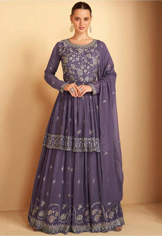Light Color Georgette Embroidered Full Stitched Salwar Kameez