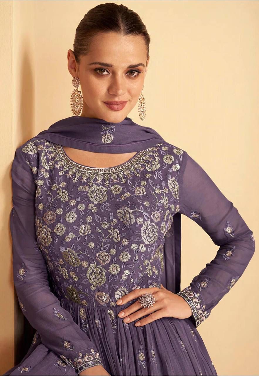 Light Color Georgette Embroidered Full Stitched Salwar Kameez