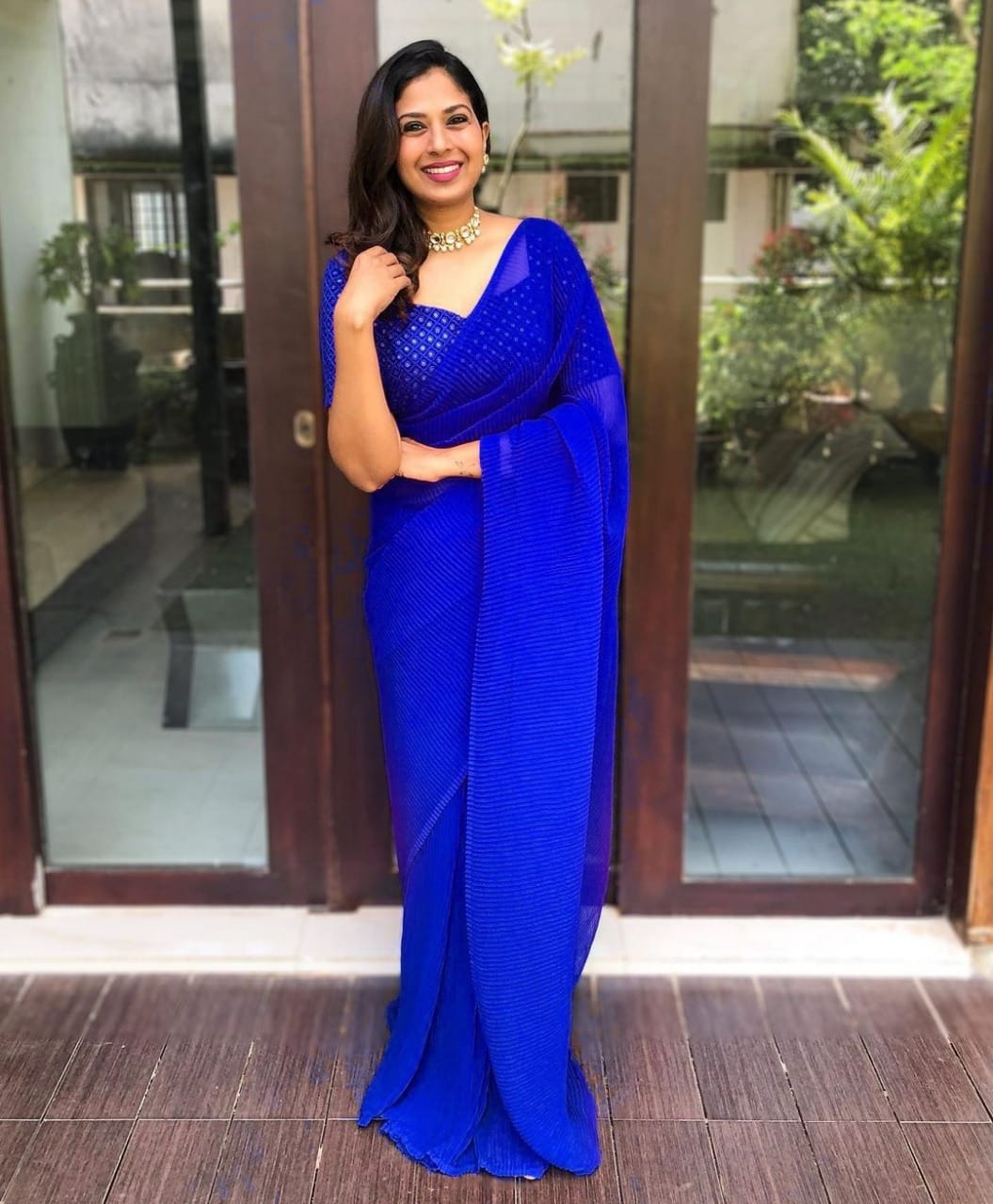 Party Wear Plated Georgette Saree With Heavy Work Blouse