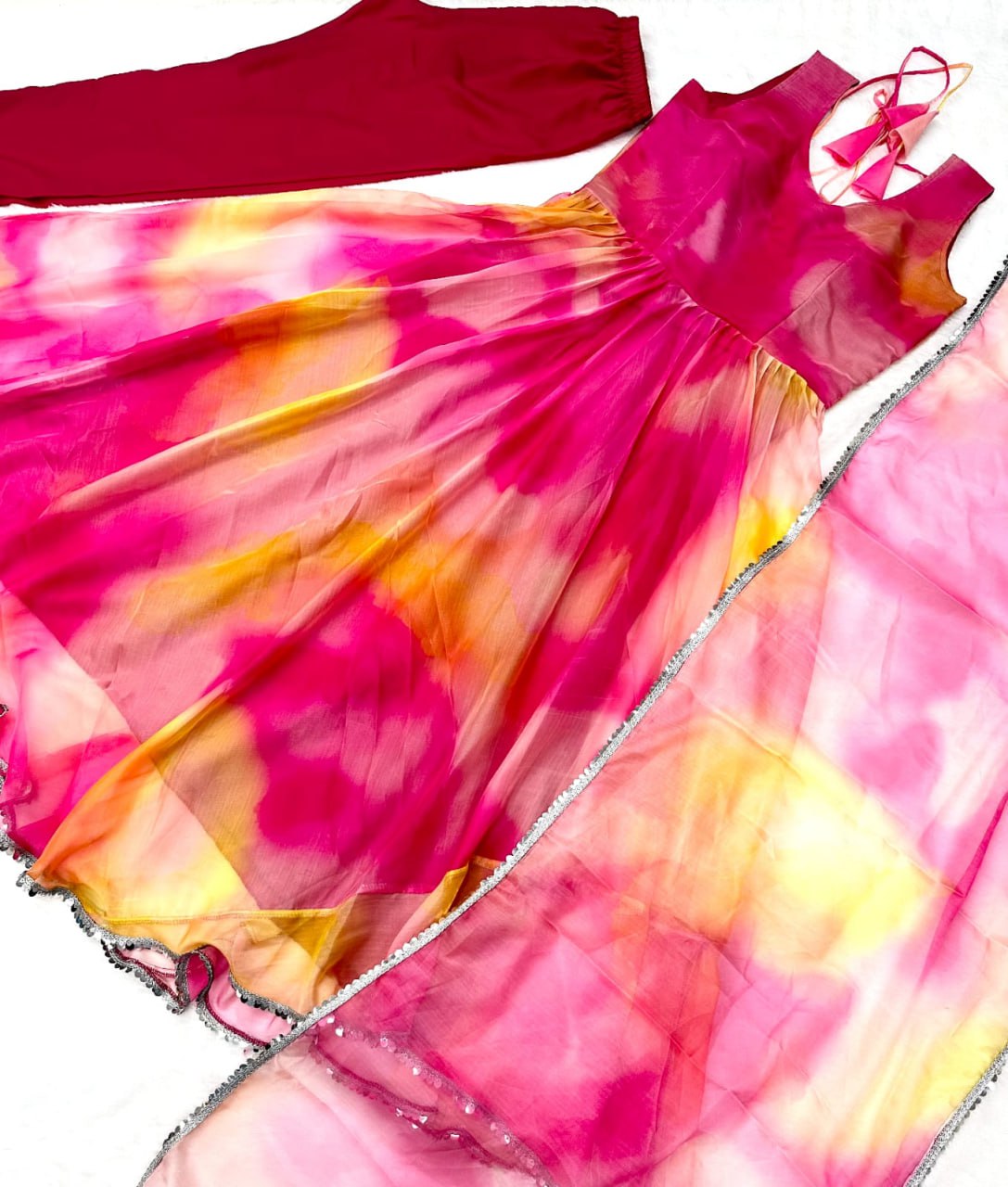 Lovely Organza Silk Printed Readymade Anarkali Gown